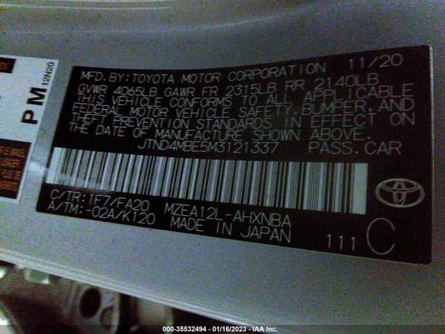 2021 Toyota Corolla, VIN: JTND4MBE5M3121337