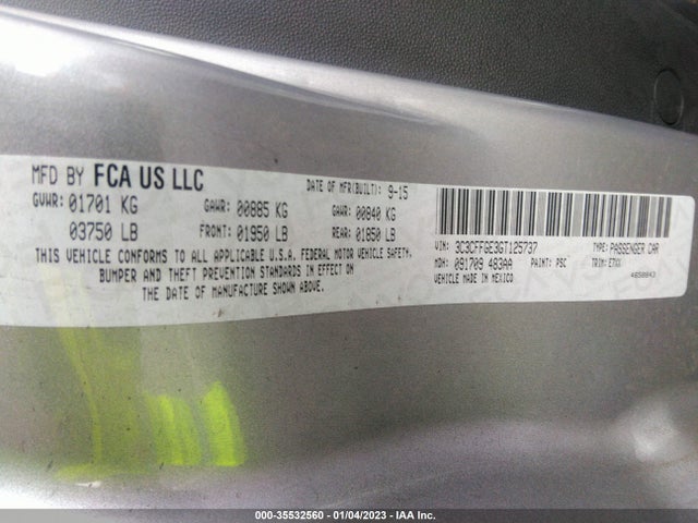 2016 Fiat 500e, VIN: 3C3CFFGE3GT125737