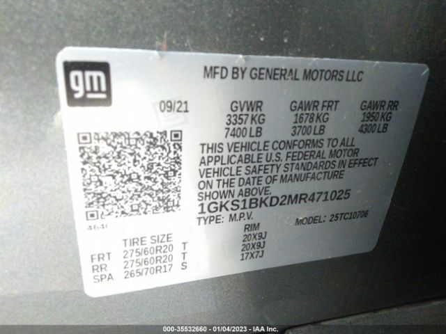 1GKS1BKD2MR471025 GMC YUKON SLT