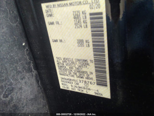 2020 Nissan Maxima, VIN: 1N4AA6BVXLC378767