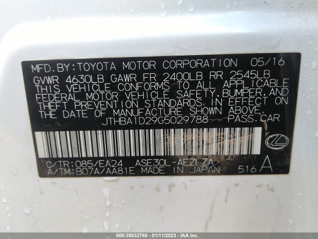 Lexus IS 200T 2016 JTHBA1D29G5029788 Image 9