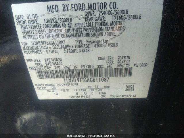 Lincoln Mks W/ecoboost 2010 1LNHL9FT6AG611087 Image 10