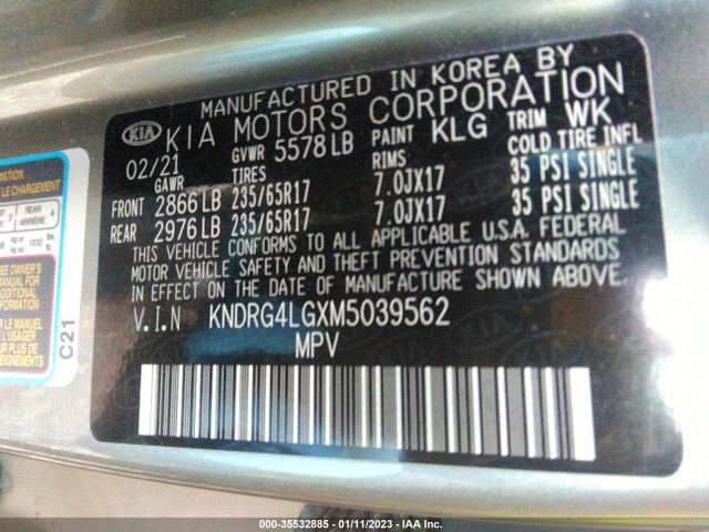 2021 Kia Sorento, VIN: KNDRG4LGXM5039562