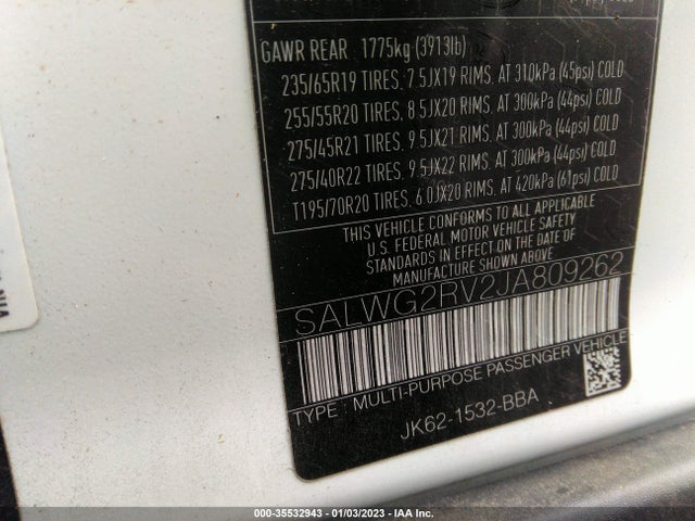 Land Rover RANGE ROVER SPORT 2018 SALWG2RV2JA809262 Image 10
