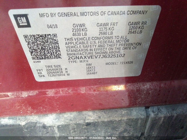 Chevrolet Equinox Premier 2018 2GNAXVEV7J6325102 Image 10