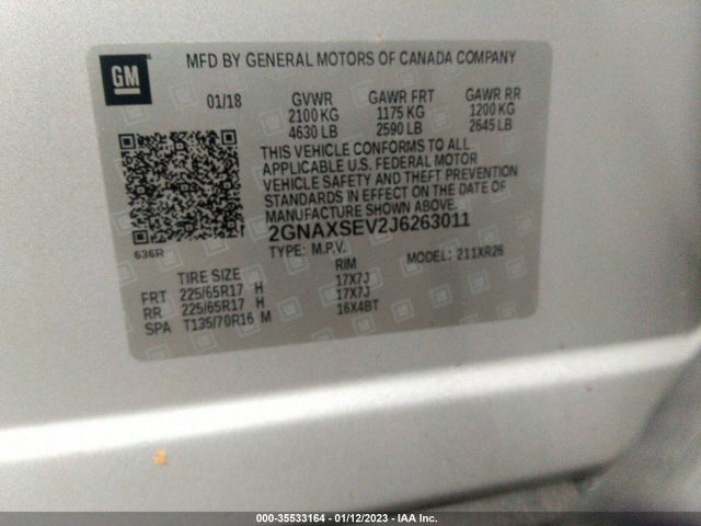Chevrolet Equinox 2018 2GNAXSEV2J6263011 Image 22