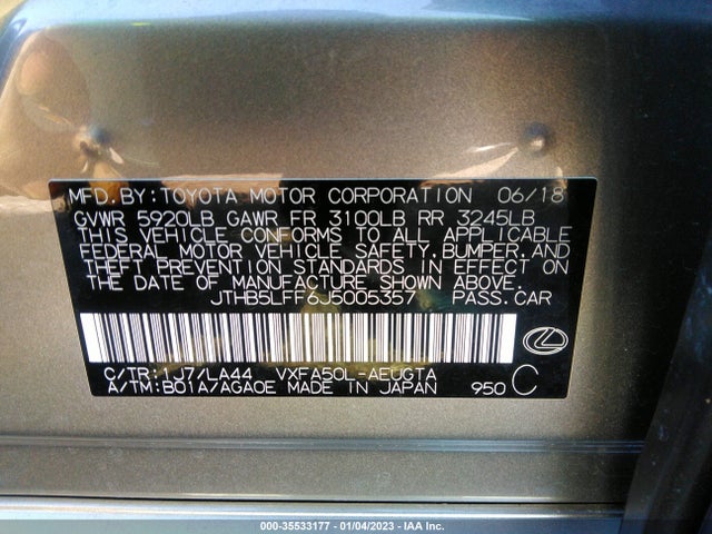 JTHB5LFF6J5005357 Lexus Ls Ls 500