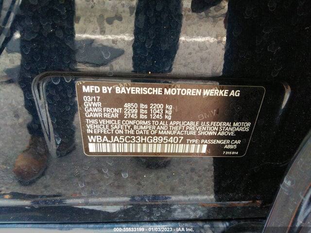 2017 BMW 5 Series, VIN: WBAJA5C33HG895407