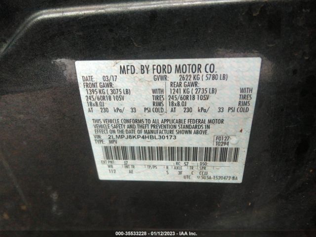 2LMPJ8KP4HBL30173 Lincoln Mkx Select