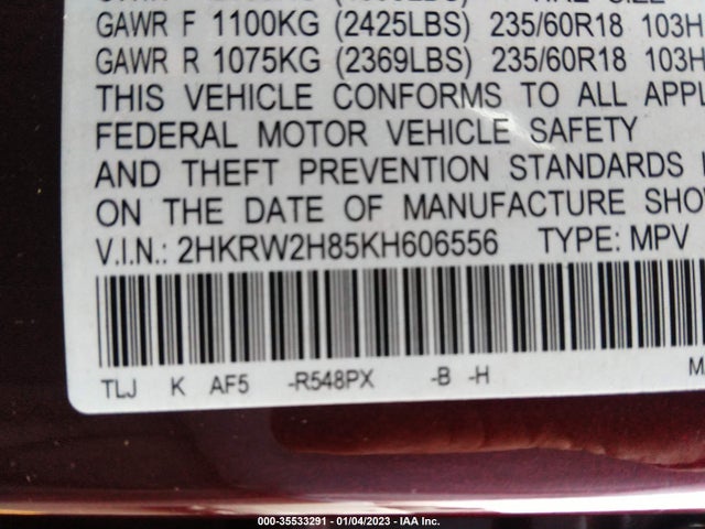 Honda Cr-v Ex-l 2019 2HKRW2H85KH606556 Image 9