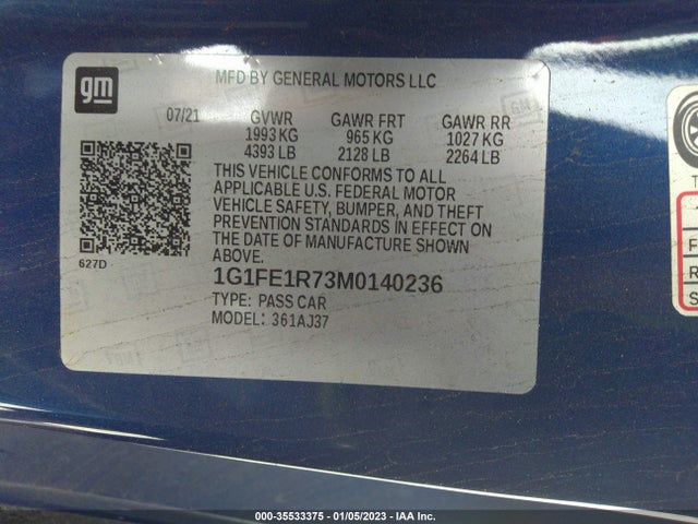 Chevrolet CAMARO LT1 2021 1G1FE1R73M0140236 Image 9
