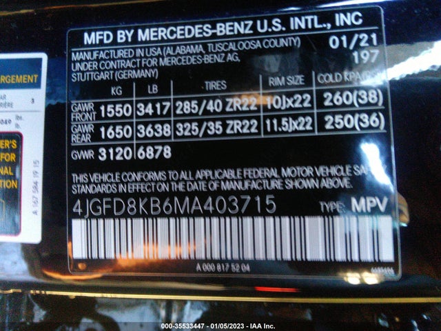 2021 Mercedes-Benz GLE-Class, VIN: 4JGFD8KB6MA403715