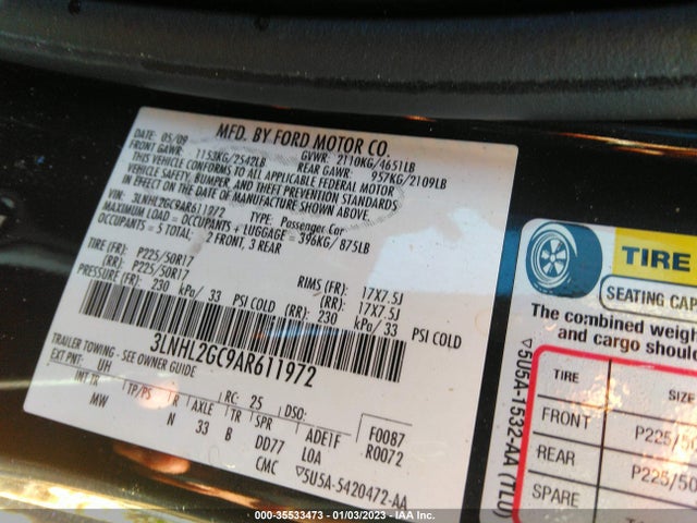 2010 LINCOLN MKZ VIN: 3LNHL2GC9AR611972