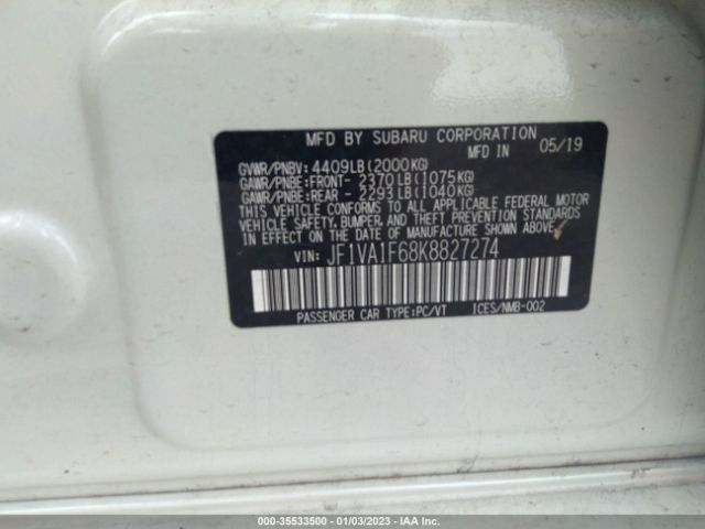 JF1VA1F68K8827274 Subaru Wrx Premium