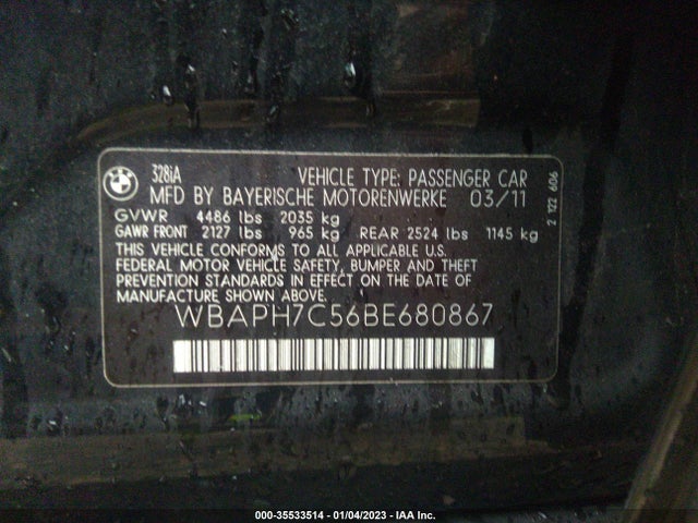 BMW 3 Series 328i 2011 WBAPH7C56BE680867 Image 11