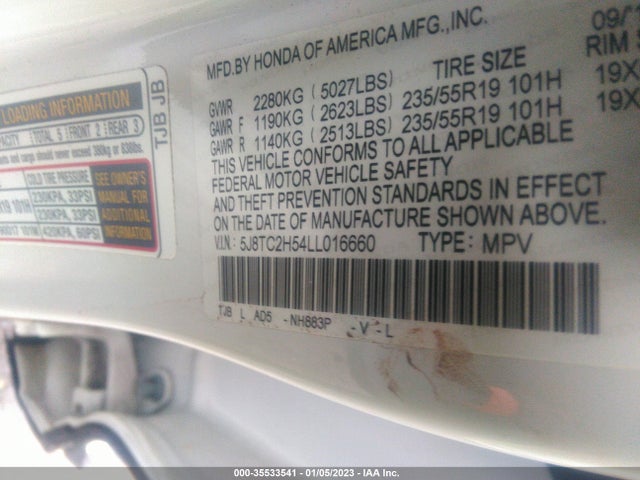 2020 Acura RDX, VIN: 5J8TC2H54LL016660