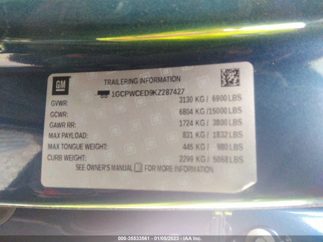 2019 Chevrolet Silverado 1500, VIN: 1GCPWCED9KZ287427