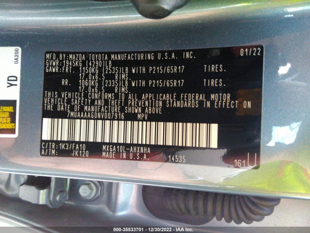 2022 Toyota Corolla, VIN: 7MUAAAAG0NV007916