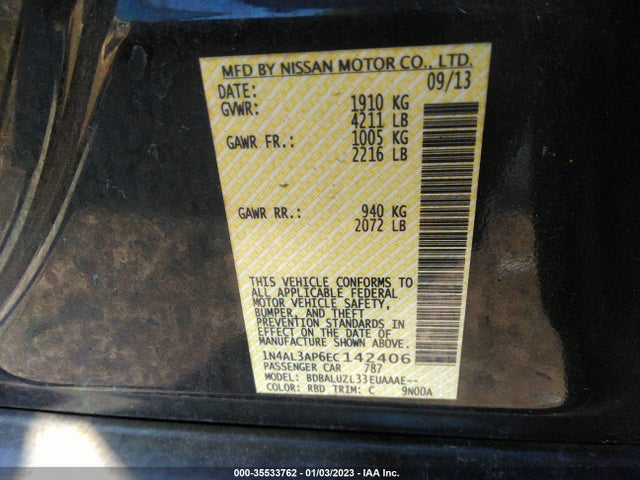 2014 NISSAN ALTIMA 2.5 SV VIN: 1N4AL3AP6EC142406