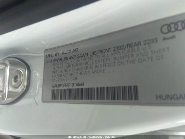 2015 AUDI S3/A3 2.0T PREMIUM VIN: WAUBFGFF4F1014544
