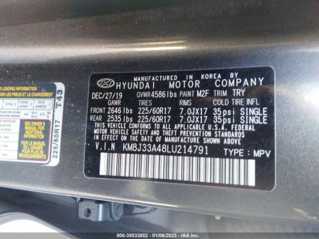 KM8J33A48LU214791 Hyundai Tucson Value