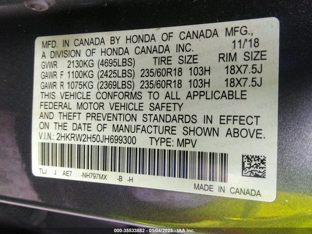 Honda CR-V EX 2018 2HKRW2H50JH699300 Image 9