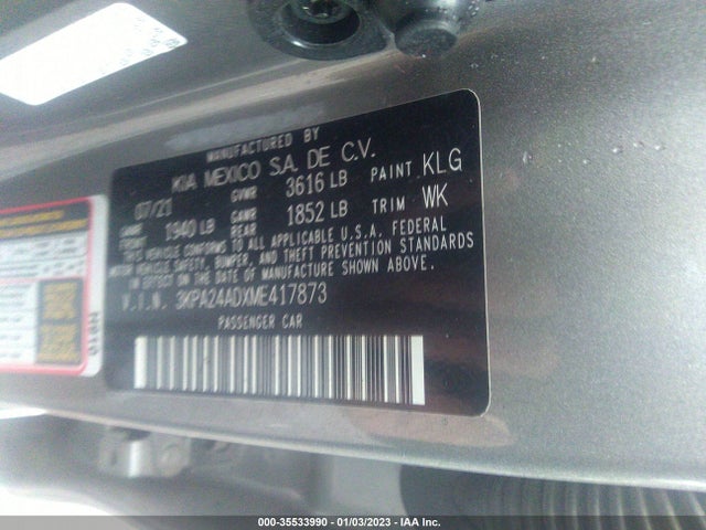 2021 Kia Rio, VIN: 3KPA24ADXME417873