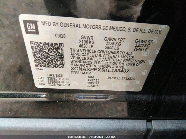 Chevrolet Equinox Premier 2019 3GNAXPEX5KL183407 Image 10