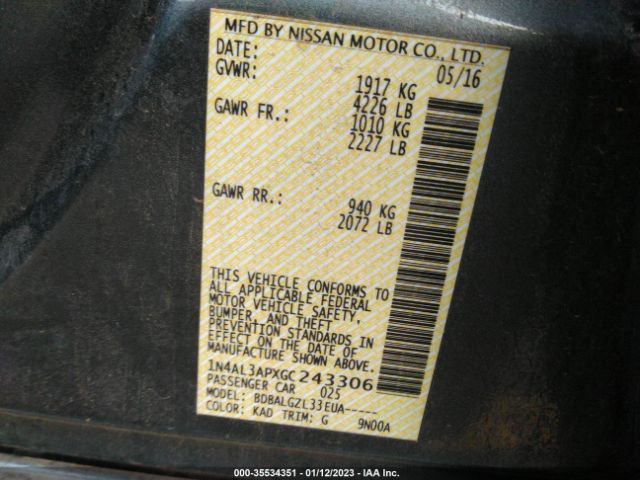 1N4AL3APXGC243306 Nissan ALTIMA 2.5
