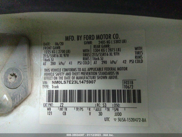 2020 Ford Transit Connect, VIN: NM0LS7E23L1475907