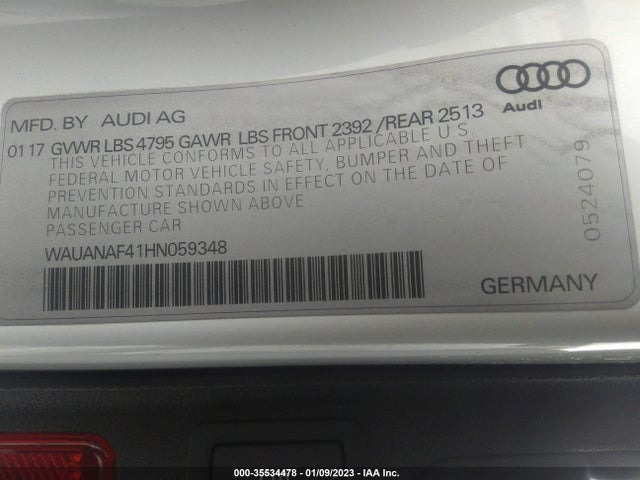 WAUANAF41HN059348 Audi A4 PREMIUM