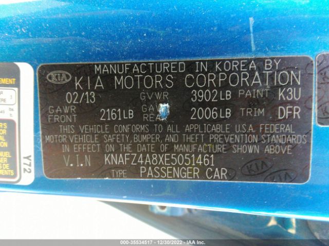 KNAFZ4A8XE5051461 KIA FORTE EX