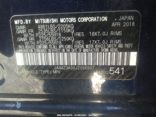 JA4AZ3A30JZ056807 Mitsubishi Outlander Es/se/sel/le