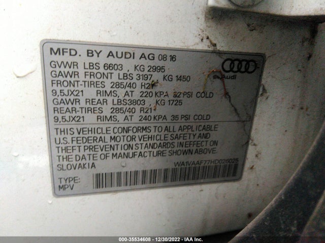 2017 Audi Q7, VIN: WA1VAAF77HD026025