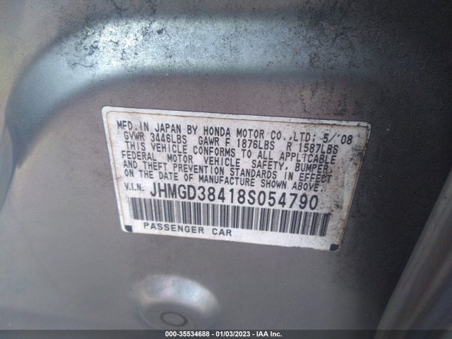 Aukcja sprzedaży 2008 Honda Fit, vin: JHMGD38418S054790, numer aukcji: 35534688