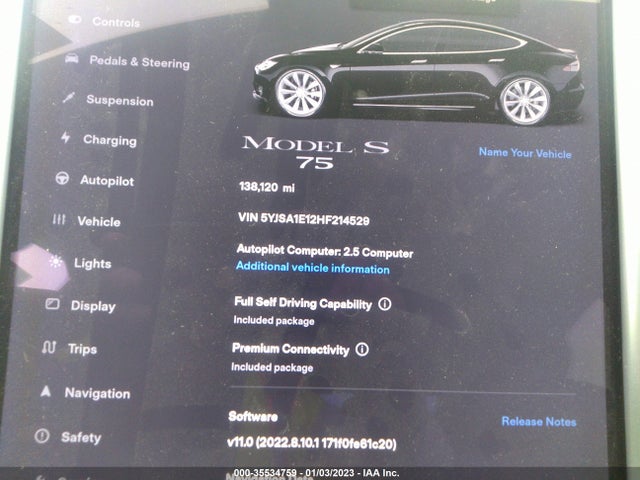 Tesla MODEL S 2017 5YJSA1E12HF214529 Image 8