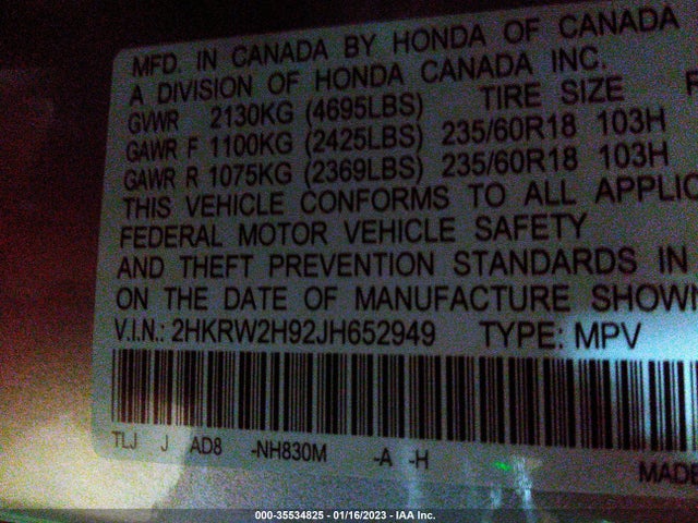 Honda Cr-v Touring 2018 2HKRW2H92JH652949 Image 9