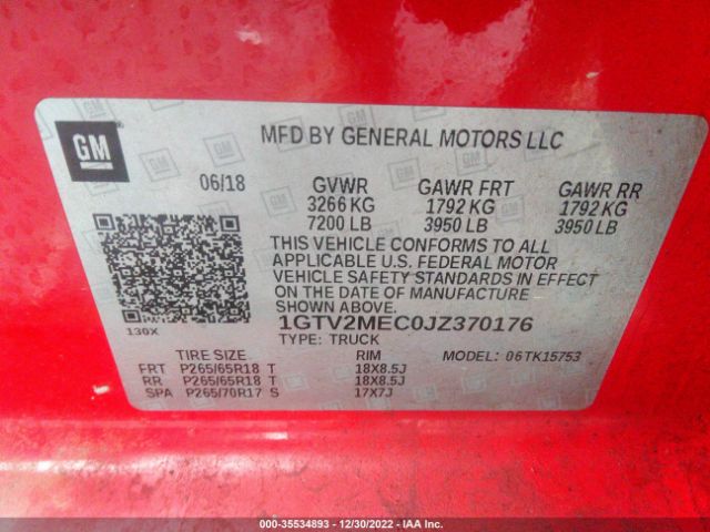 1GTV2MEC0JZ370176 GMC Sierra 1500 Sle