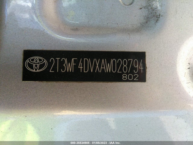 2010 TOYOTA RAV4 SPORT VIN: 2T3WF4DVXAW028794