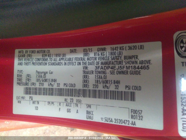 Ford FIESTA SE 2015 3FADP4EJ5FM184465 Image 10