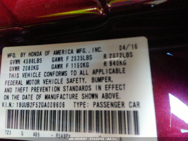 2016 Acura TLX, VIN: 19UUB2F52GA009606