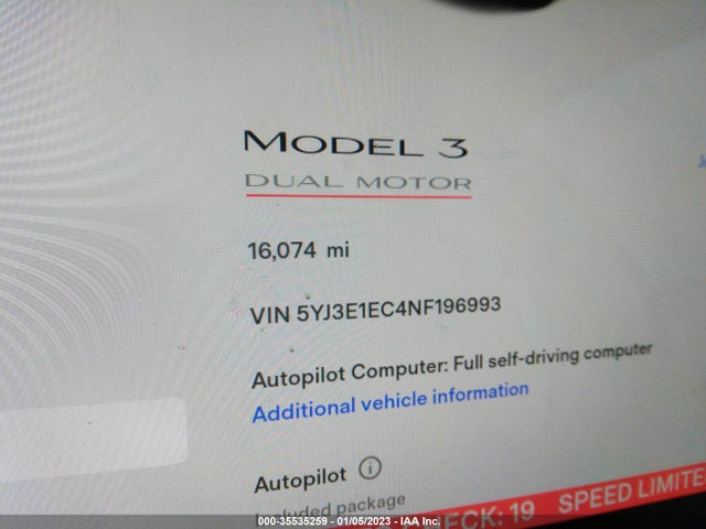 Tesla MODEL 3 2022 5YJ3E1EC4NF196993 Image 7