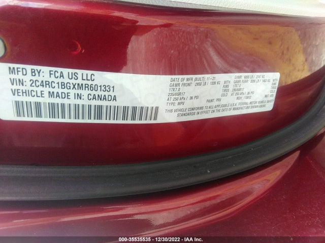 2021 Chrysler Pacifica, VIN: 2C4RC1BGXMR601331