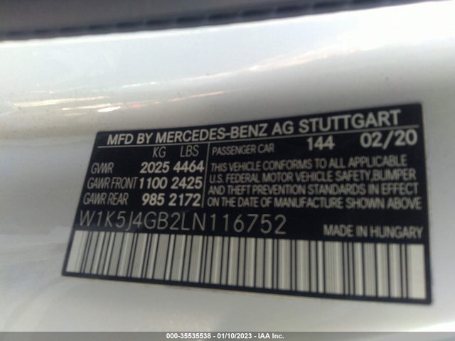 2020 Mercedes-Benz CLA-Class, VIN: W1K5J4GB2LN116752