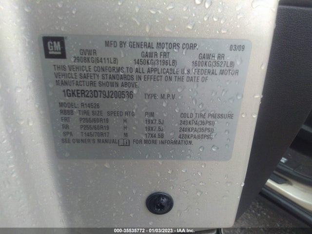 GMC Acadia 2009 1GKER23D79J200536 Image 10