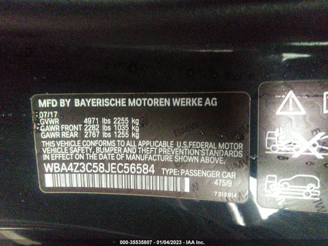 2018 BMW 4 Series, VIN: WBA4Z3C58JEC56584
