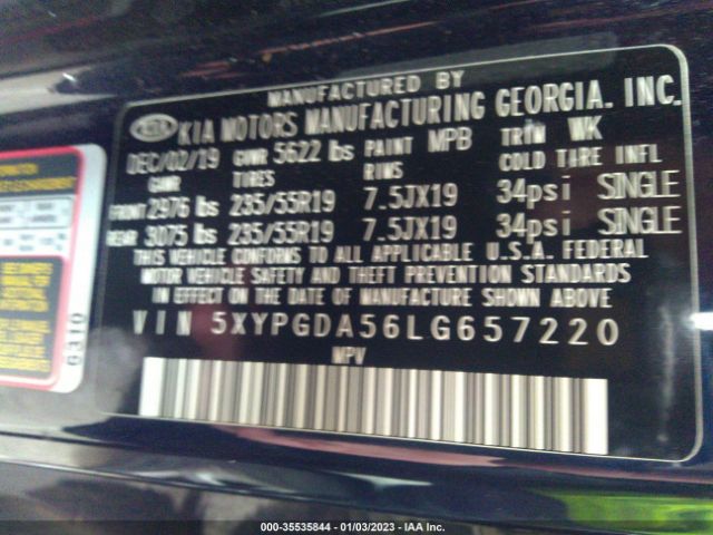 5XYPGDA56LG657220 KIA Sorento S V6