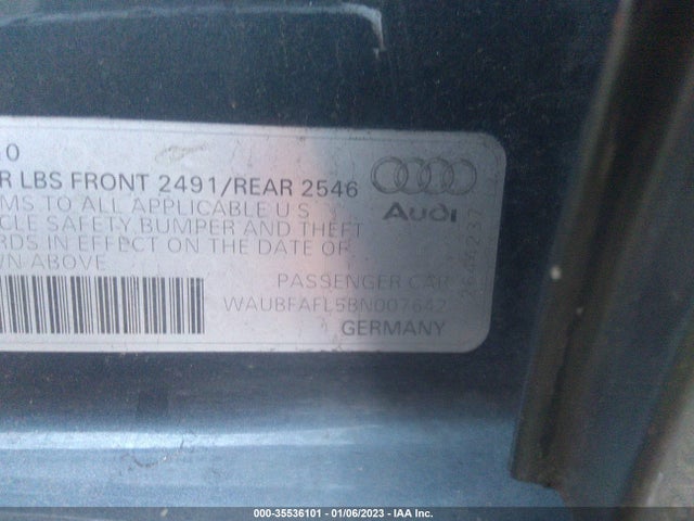 WAUBFAFL5BN007642 Audi A4 2.0t Premium