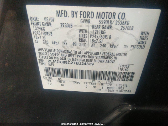 Lincoln MKX 2007 2LMDU88C27BJ24329 Image 10