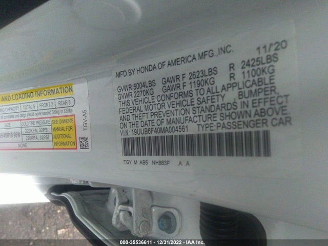 2021 Acura TLX, VIN: 19UUB6F40MA004561